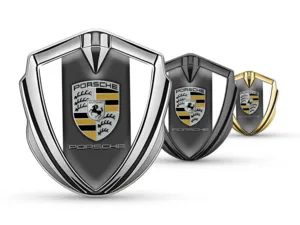 Porsche Metallico Cupolato Emblema Finitura Lussuosa Lega Fine